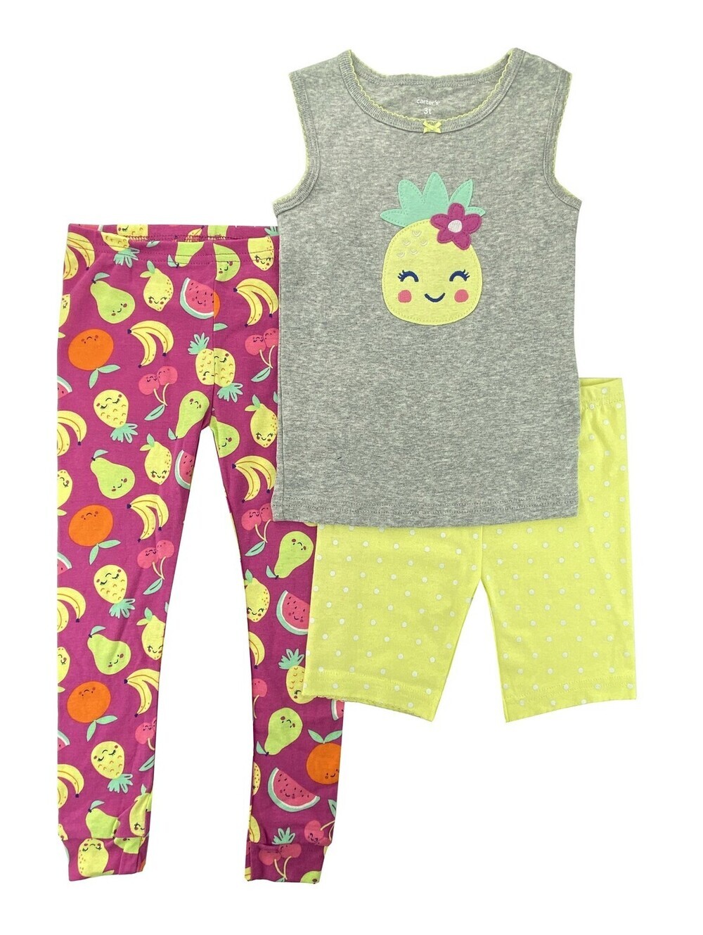 Carter's Girls Or Boys 3 Piece Cotton Pajama Set Size 3T